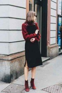 Terciopelo, vestido negro, suéter